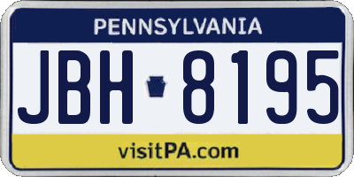 PA license plate JBH8195