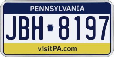 PA license plate JBH8197