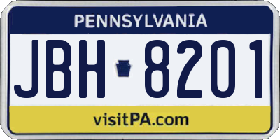 PA license plate JBH8201