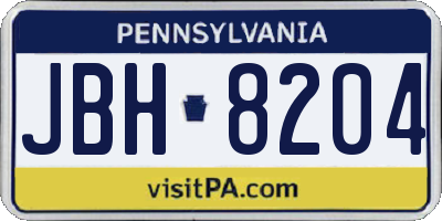 PA license plate JBH8204