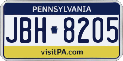 PA license plate JBH8205