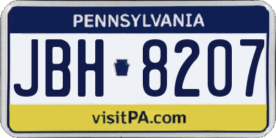 PA license plate JBH8207