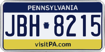 PA license plate JBH8215