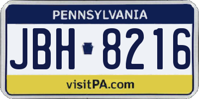 PA license plate JBH8216