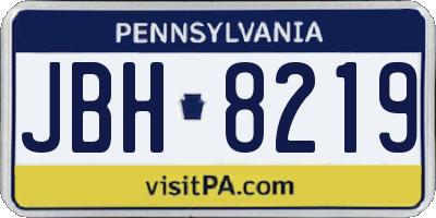 PA license plate JBH8219