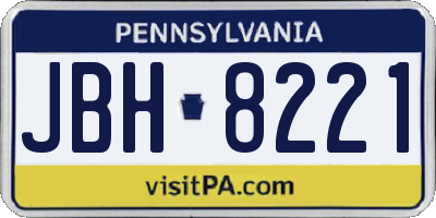 PA license plate JBH8221