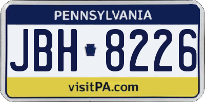 PA license plate JBH8226