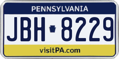 PA license plate JBH8229