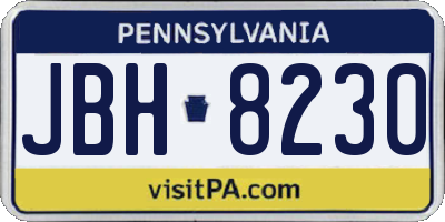 PA license plate JBH8230