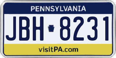 PA license plate JBH8231