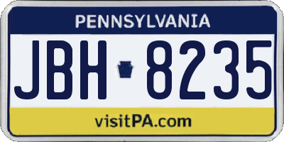 PA license plate JBH8235