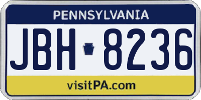 PA license plate JBH8236