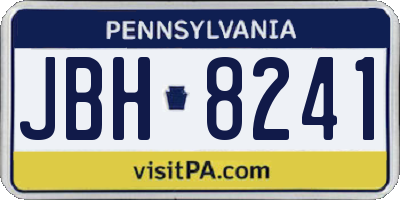 PA license plate JBH8241