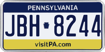 PA license plate JBH8244