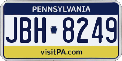 PA license plate JBH8249