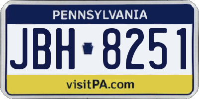 PA license plate JBH8251