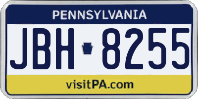 PA license plate JBH8255