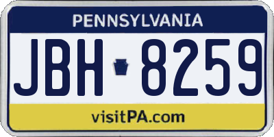 PA license plate JBH8259