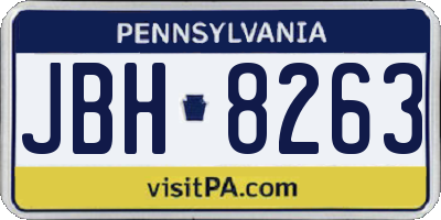 PA license plate JBH8263