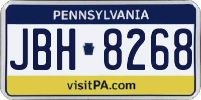 PA license plate JBH8268