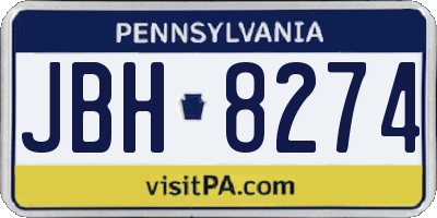 PA license plate JBH8274