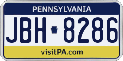 PA license plate JBH8286