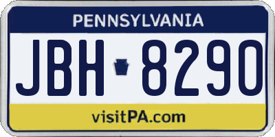 PA license plate JBH8290