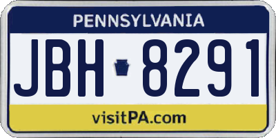 PA license plate JBH8291