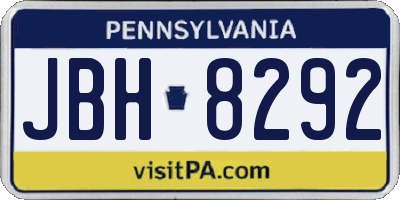 PA license plate JBH8292