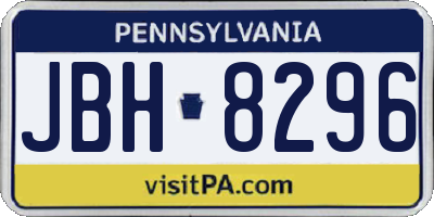 PA license plate JBH8296