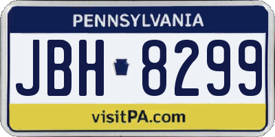 PA license plate JBH8299