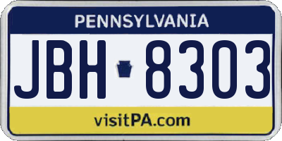 PA license plate JBH8303