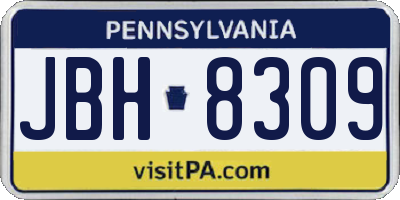 PA license plate JBH8309