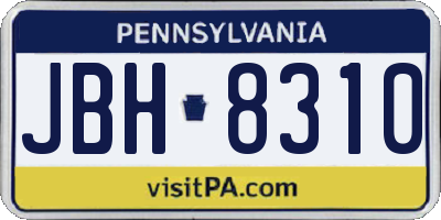 PA license plate JBH8310