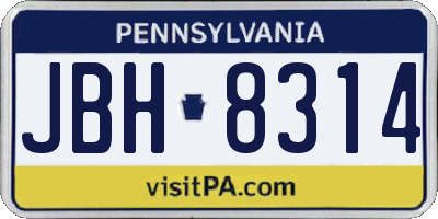 PA license plate JBH8314