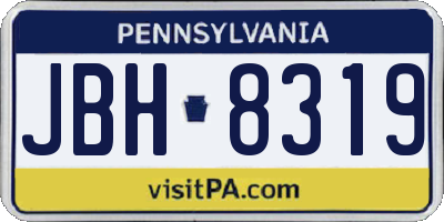 PA license plate JBH8319