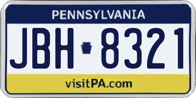 PA license plate JBH8321