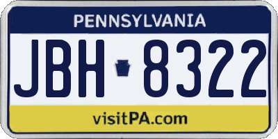 PA license plate JBH8322