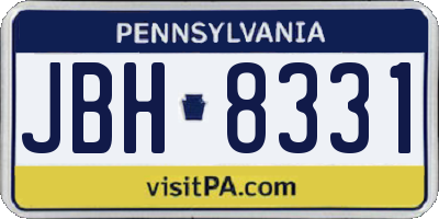 PA license plate JBH8331