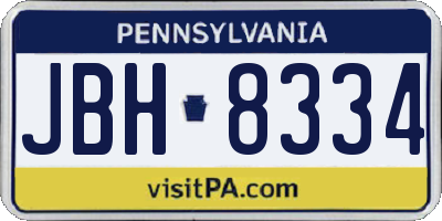 PA license plate JBH8334