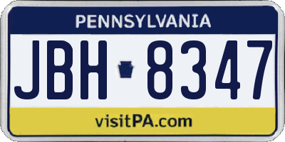 PA license plate JBH8347