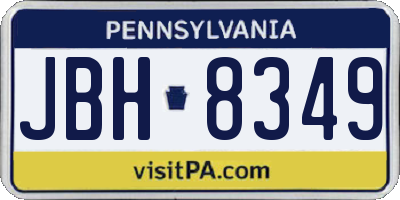 PA license plate JBH8349