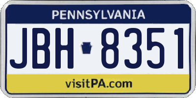 PA license plate JBH8351