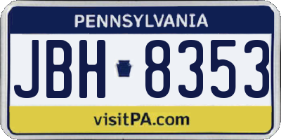 PA license plate JBH8353