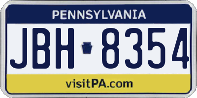 PA license plate JBH8354