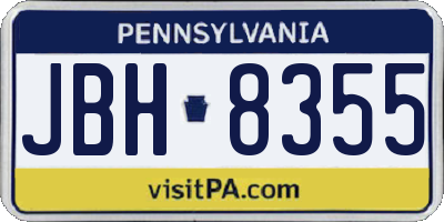 PA license plate JBH8355