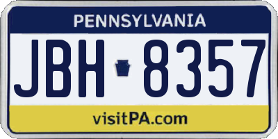 PA license plate JBH8357