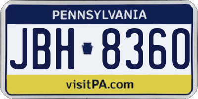 PA license plate JBH8360