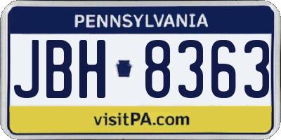 PA license plate JBH8363