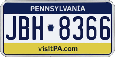 PA license plate JBH8366